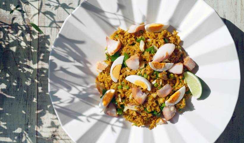 スモークホワイトワレフーのカレーピラフ（ケジャリー） ニュージーランド